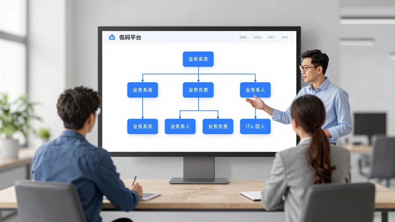 企业低代码平台选型指南:从场景分级到应用治理闭环 1 企业团队围绕低代码应用交付与治理进行决策